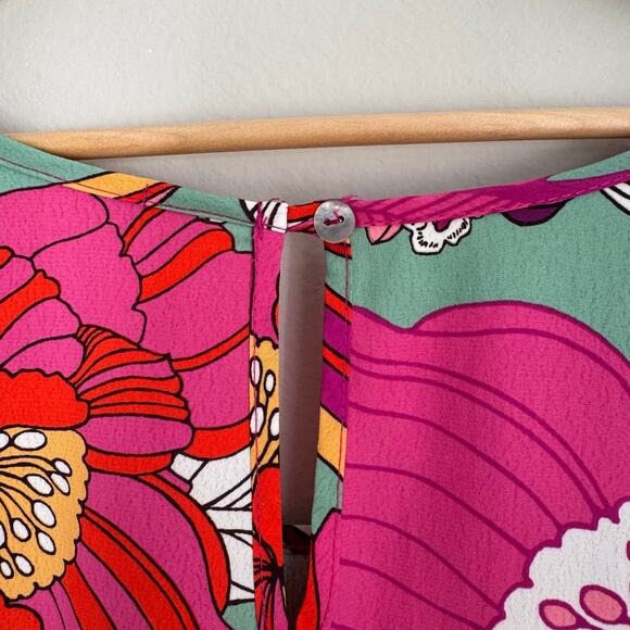 Cha Cha Vente Top Size 2X Floral Dolman Sleeve Tropical Artsy Vacation Flowy - Picture 6 of 11